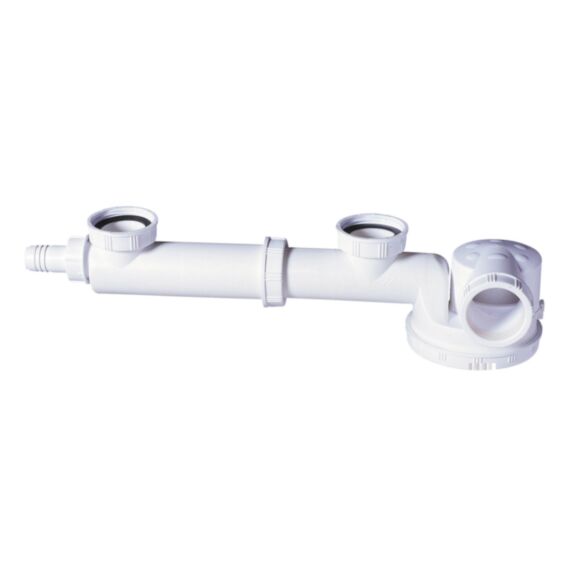Tubulure de raccordement + siphon extraplat intégré évier 2 bacs - INVENTIV
