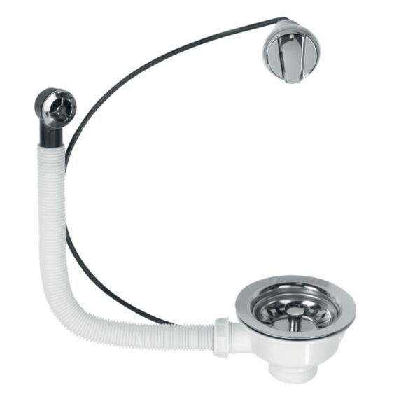 Bonde à panier pour évier 1 bac Ø90mm avec trop-plein - INVENTIV