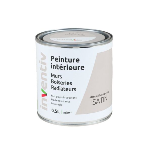 Peinture intérieure Murs Boiseries Radiateurs satin marron châtaigne 6 0,5L - INVENTIV