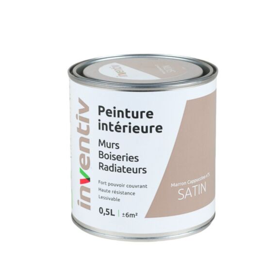 Peinture intérieure Murs Boiseries Radiateurs satin marron cappuccino 5 0,5L - INVENTIV