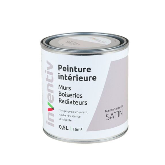 Peinture Murs Boiseries Radiateurs satin 0,5L marron taupe 6 - INVENTIV