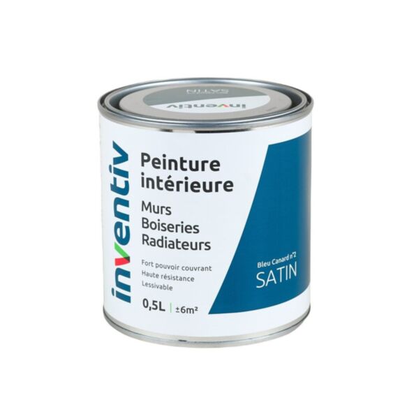 Peinture intérieure Murs Boiseries Radiateurs satin bleu canard 0,5L - INVENTIV