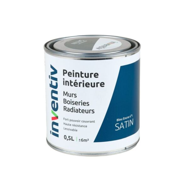 Peinture intérieure murs boiseries radiateurs satin bleu encre 0,5L - INVENTIV