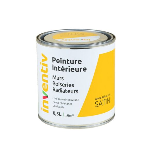 Peinture intérieure Murs Boiseries Radiateurs Jaune safran satin 0,5L - INVENTIV