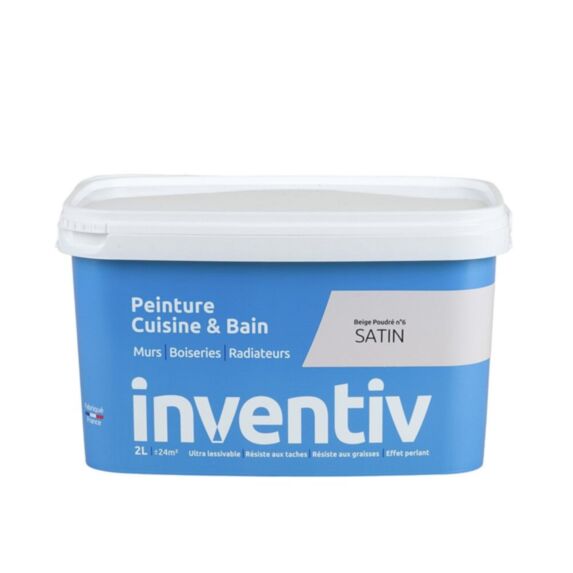 Peinture Cuisine&bain Beige poudré 6 satin 2L - INVENTIV