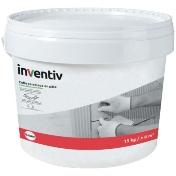 Colle carrelage en pâte 15kg blanc - INVENTIV