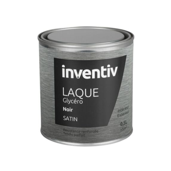 Peinture Laque Glycéro Noir Satin 0,5L - INVENTIV
