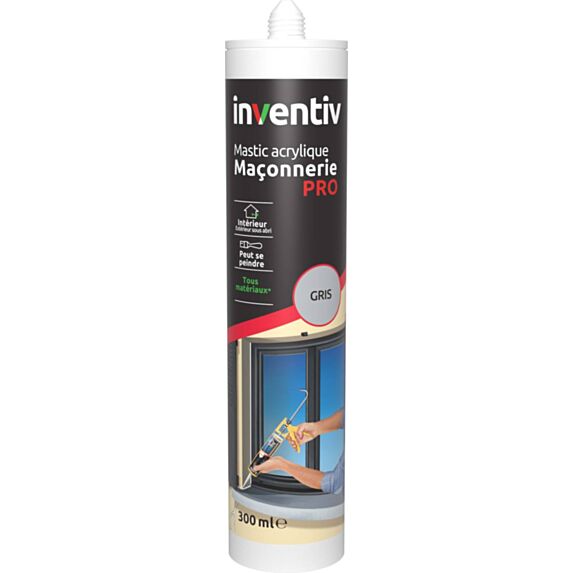 Mastic acrylique maçonnerie Pro gris - INVENTIV