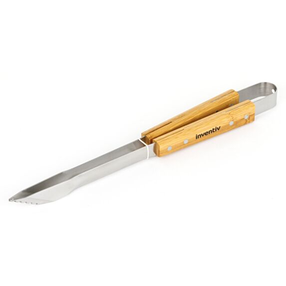 Pince inox 42cm en manche en bambou - INVENTIV