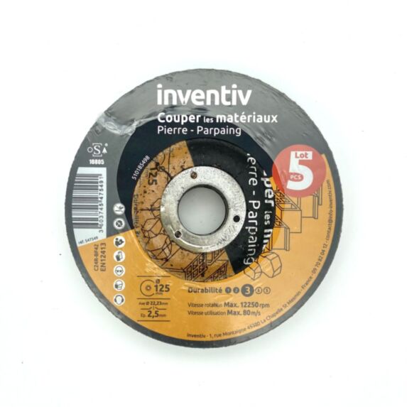 5 Disques Matériaux 125x2,5mm - INVENTIV