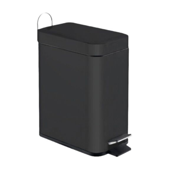 Poubelle salle de bain à pédale Mercure noir mat 5L - INVENTIV