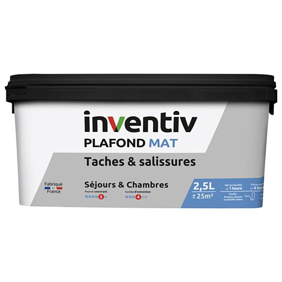 Peinture plafond tâches et salissures mat Plafond & séjour 2,5L - INVENTIV