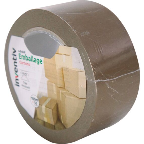 Adhésif emballage 100mx50mm taupe - INVENTIV