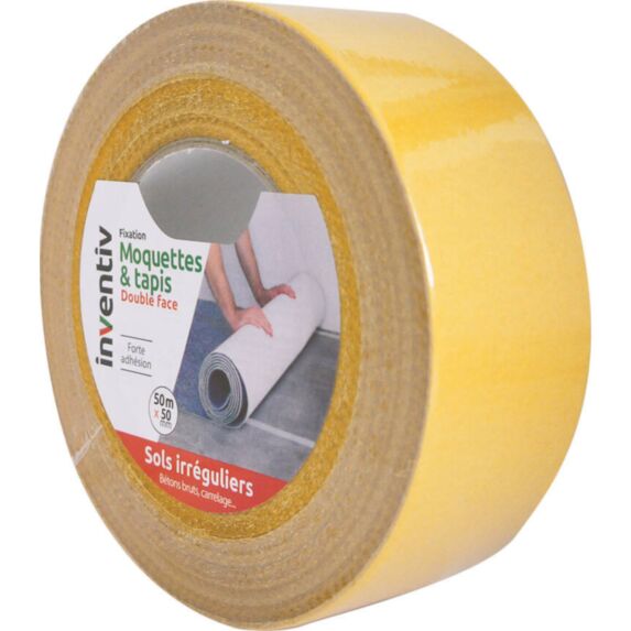 Adhésif fixation moquettes sols irréguliers 50x50mm jaune - INVENTIV