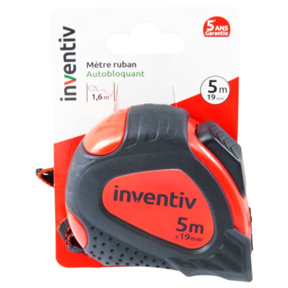 Mètre ruban bi-matière 5m x 19 mm - INVENTIV