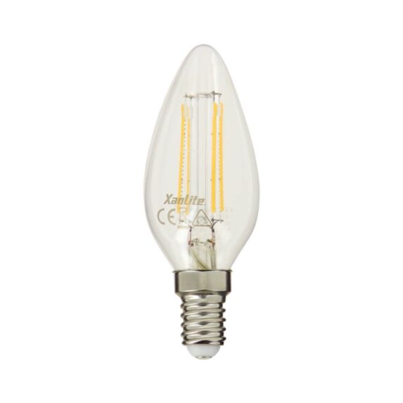 3 ampoules Filament LED Flamme Transparent E14 470Lm 40W 2700K Blanc chaud - INVENTIV