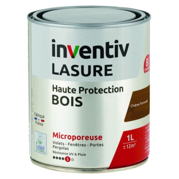Lasure 8 ans Chêne Foncé 1L - INVENTIV