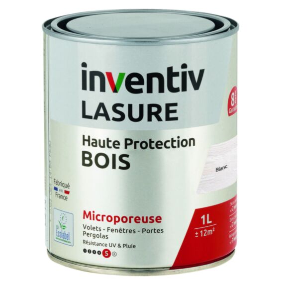 Lasure 8 ans Blanc 1L - INVENTIV