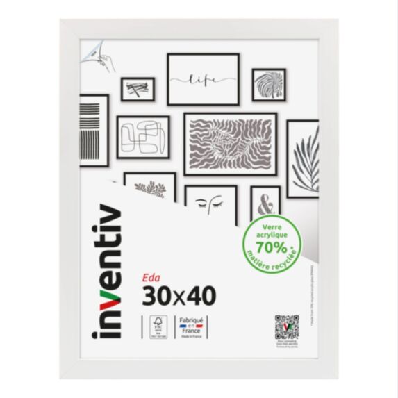 Cadre Eda blanc 30 x 40 cm - INVENTIV
