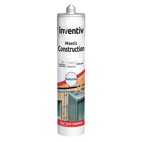 Mastic Construction silicone transparent 300 mL - INVENTIV
