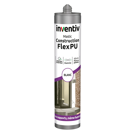 Mastic Construction Flex PU Blanc 300ml - INVENTIV