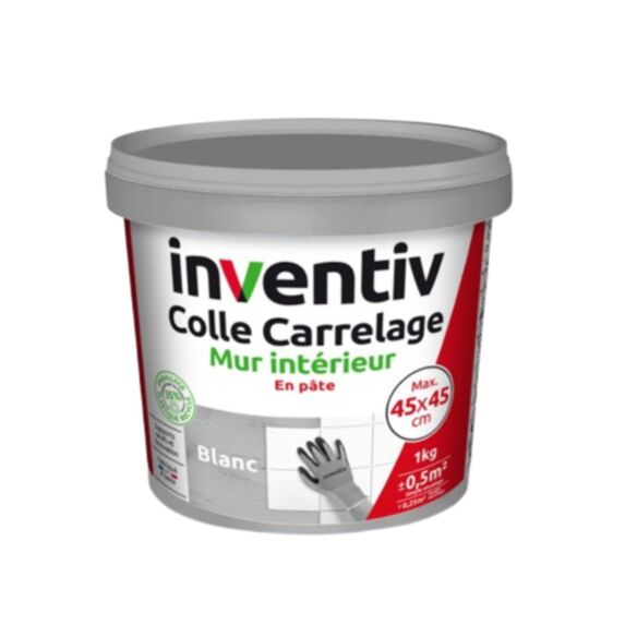 Colle carrelage en pâte Mur Intérieur blanc 1kg - INVENTIV
