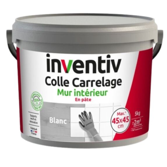Colle carrelage en pâte Mur Intérieur blanc 15kg - INVENTIV