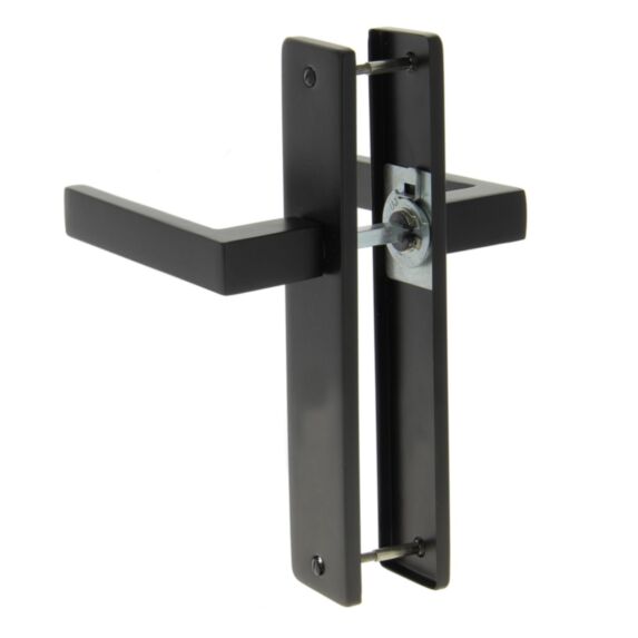 2 poignées de porte Aya entraxe 165 sans trou alu/acier noir mat - INVENTIV