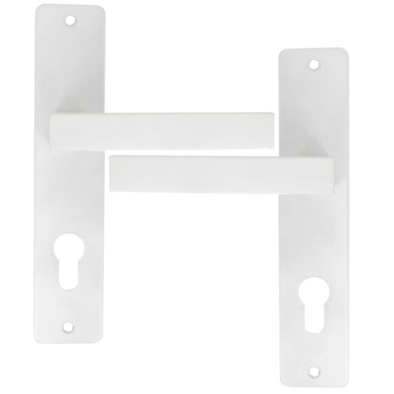 2 poignées de porte Béa entraxe 195 cylindre alu blanc mat - INVENTIV