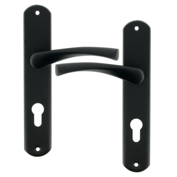 2 poignées de porte Leon entraxe 195 cylindre alu/acier noir mat - INVENTIV