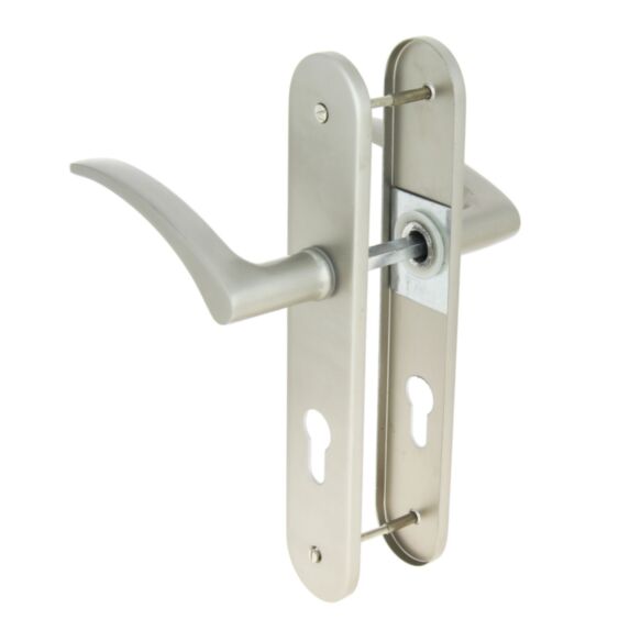 2 poignées de porte Nodja entraxe 195 cylindre aluminium fini inox - INVENTIV