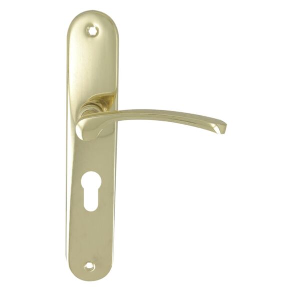 2 poignées de porte Nour entraxe 195 cylindre alu/acier laiton poli - INVENTIV