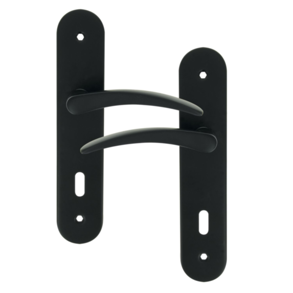 2 poignées de porte Tani entraxe 165 clé alu/acier gris foncé - INVENTIV