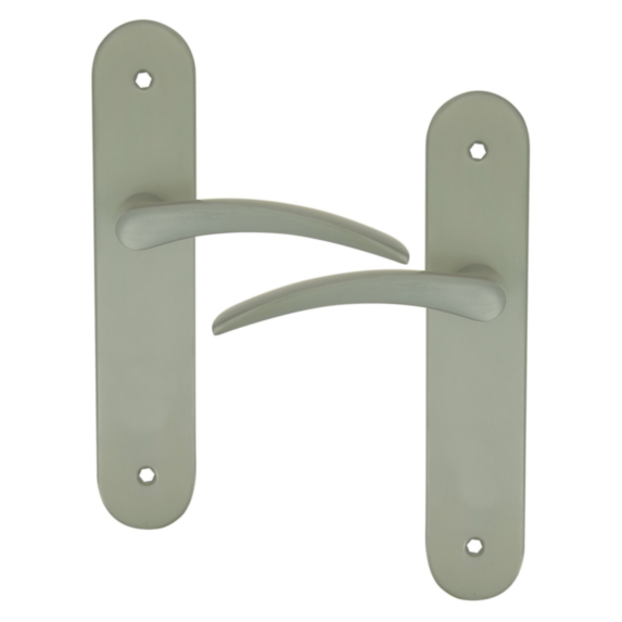 2 poignées de porte Tani entraxe 165 sans trou alu fini inox - INVENTIV
