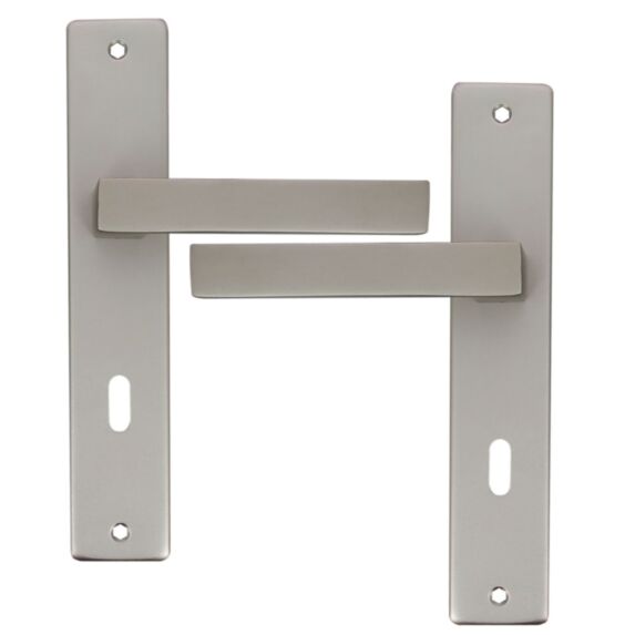 2 poignées de porte Béa entraxe 195 clé alu fini inox velours - INVENTIV