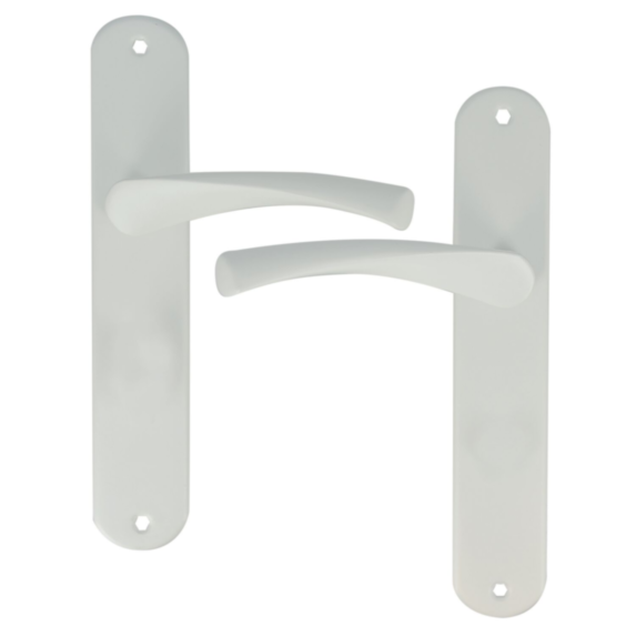2 poignées de porte Leon entraxe 195 sans trou alu/acier blanc mat - INVENTIV