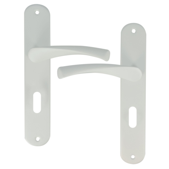 2 poignées de porte Leon entraxe 195 clé alu/acier blanc mat - INVENTIV
