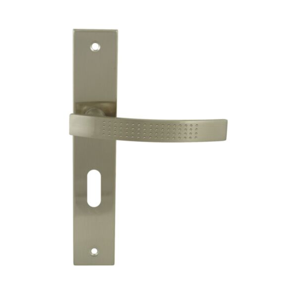 2 poignées de porte Mael entraxe 195 clé alu/acier nickel mat - INVENTIV