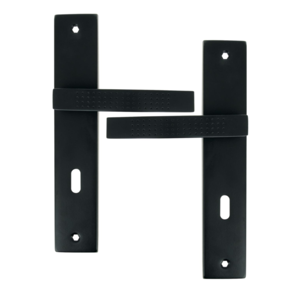 2 poignées de porte Mael entraxe 195 clé alu/acier noir mat - INVENTIV