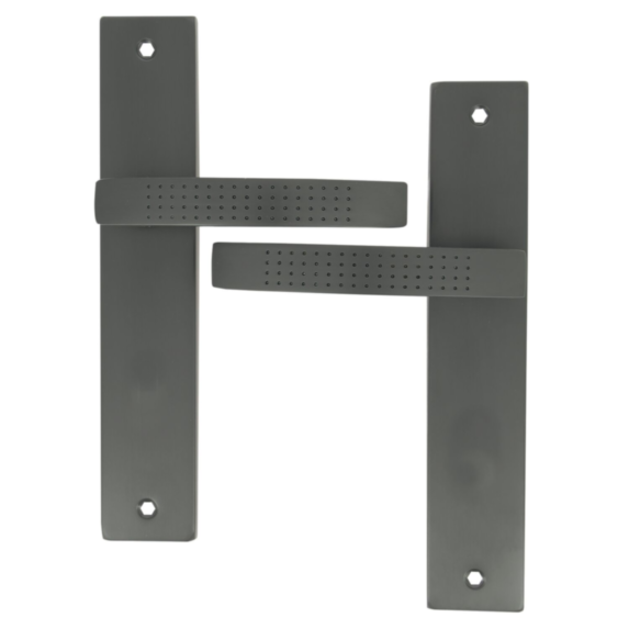 2 poignées de porte Maël entraxe 195 sans trou alu/acier gris foncé - INVENTIV