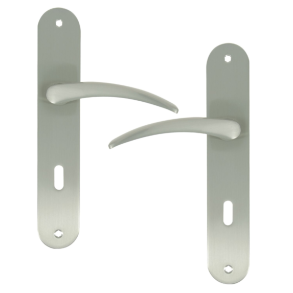 2 poignées de porte Romy entraxe 195 clé alu/acier nickel mat - INVENTIV
