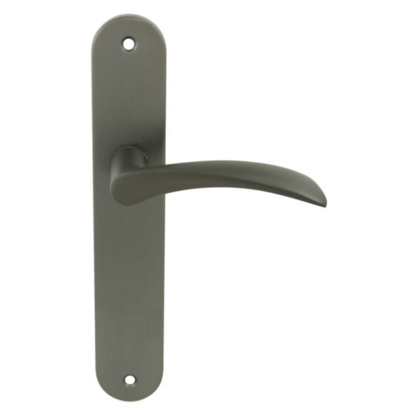 2 poignées de porte Romy entraxe 195 sans trou alu/acier gris foncé - INVENTIV