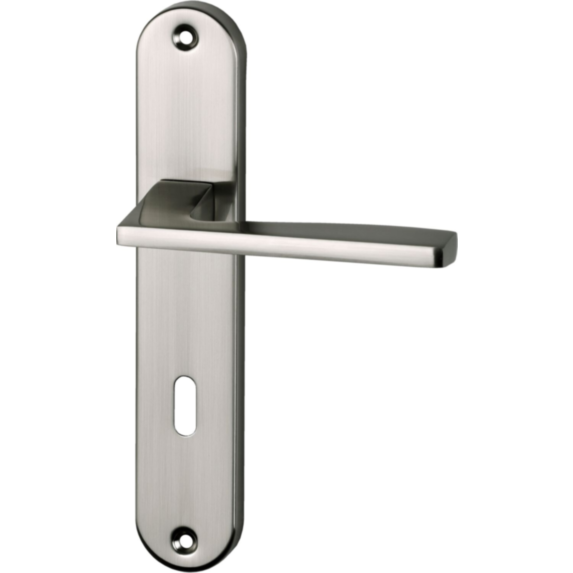 Poignée de porte Val entraxe 195 clé nickel alu  - INVENTIV
