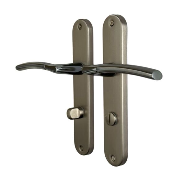 Poignée de porte Amel entraxe 195 condamnation nickel/nickel mat alu  - INVENTIV