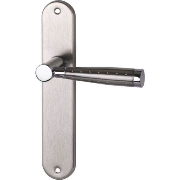 Poignée de porte Elio entraxe 195 bec de cane nickel alu  - INVENTIV