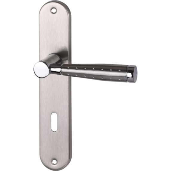 Poignée de porte Elio entraxe 195 clé nickel alu  - INVENTIV