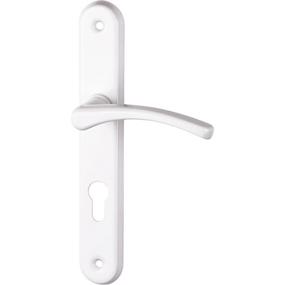 Poignée de porte extérieure Poly entraxe 195 cylindre blanc alu  - INVENTIV