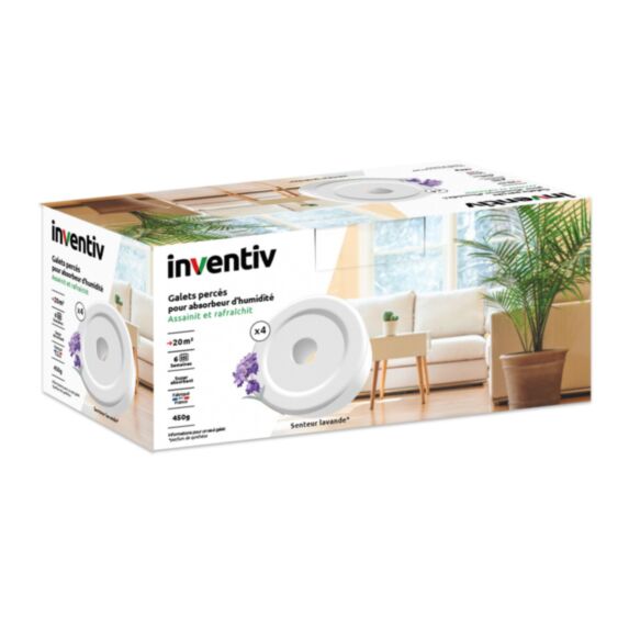 Recharge pour absorbeur d'humidité 4 galets 450g lavande - INVENTIV