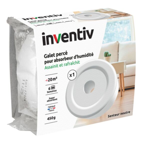 1 recharge absorbeur d'humidité galet percé 450g senteur neutre - INVENTIV