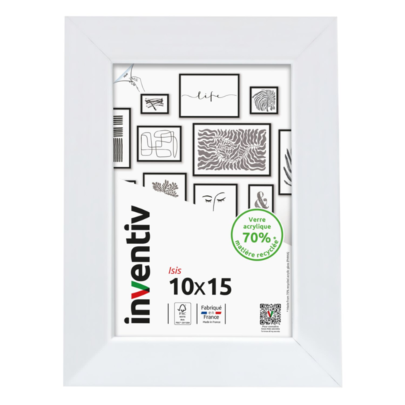 Cadre photo Isis 10x15cm blanc - INVENTIV